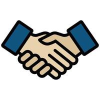 Handshake Outline Flat Icon, Teamwork Management Outline Flat Icon Collection vector