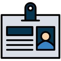 Id Card Outline Flat Icon, Workplace and office element Outline Flat Design Icon Symbol vector