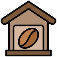 Coffee Warehouse Outline Flat Icon, Coffee Shop Concept Outline Flat Design Style vector