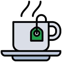 Tea Mug Outline Flat Icon, Coffee Shop Concept Outline Flat Design Style vector