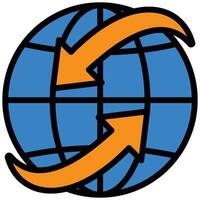 Logistic Globe Outline Flat Icon, Logistic Company Outline Flat Design icon Concept vector