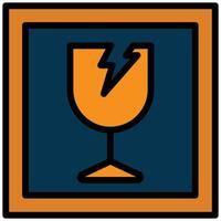 Fragile Outline Flat Icon, Logistic Company Outline Flat Design icon Concept vector