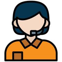 Customer Service Outline Flat Icon, Logistic Company Outline Flat Design icon Concept vector