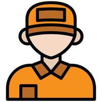 Delivery Man Outline Flat Icon, Logistic Company Outline Flat Design icon Concept vector