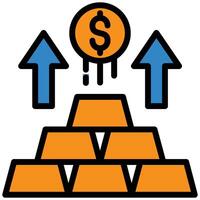 Money And Gold outline flat Icon, Investment concept design in outline flat icon style vector