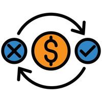 Money Transfer outline flat Icon, Investment concept design in outline flat icon style vector