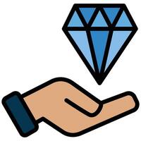 Holding Diamond outline flat Icon, Investment concept design in outline flat icon style vector