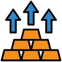 Gold Bar outline flat Icon, Investment concept design in outline flat icon style vector