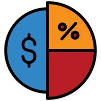 Pie Chart outline flat Icon, Investment concept design in outline flat icon style vector