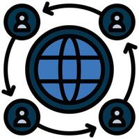Global Relations Outline Flat Icon, Online Digital Marketing icon in Outline Flat Design Style vector