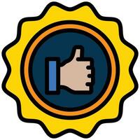 Like Badge Outline Flat Icon, Online Digital Marketing icon in Outline Flat Design Style vector