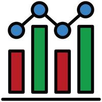 Growth Graph Outline Flat Icon, Online Digital Marketing icon in Outline Flat Design Style vector