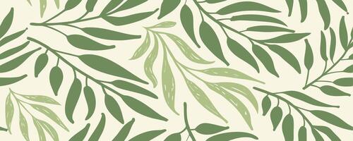 Seamless Green Leaf Pattern Background, Botanical Illustration vector