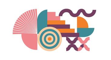 Exploring the Beauty of Abstract Geometric Shapes and Their Harmonious Color Combinations Design vector