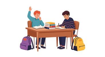 Students Learning at School with Backpacks on the Floor Study Learning and Education vector