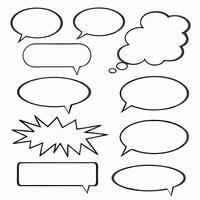 Collection of Blank Speech Bubbles, Thought Bubbles, and Comic Book Style Explosions vector