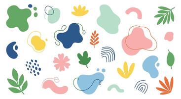 Collection Of Abstract Organic Shapes Nature Elements Decorative Graphic Design Set vector