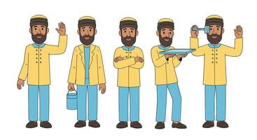 Diverse Man in Various Poses Illustration Set of Professions and Activities vector