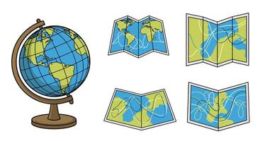 Globes and Maps Navigating Our World From Continents to Countries and Regions vector