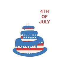 Patriotic fourth of july cake with american flag design for independence day celebration vector
