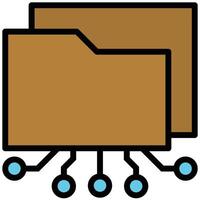 Folder Outline Flat Icon, Artificial Intelligence Concept in Outline Flat design style vector
