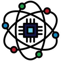 Atom Outline Flat Icon, Artificial Intelligence Concept in Outline Flat design style vector