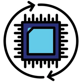 Sync Circuit Outline Flat Icon, Artificial Intelligence Concept in Outline Flat design style vector