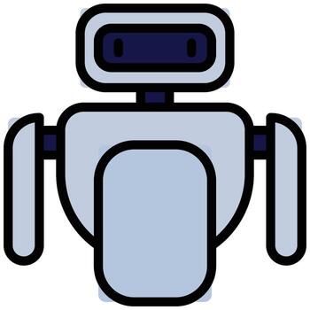Robot Outline Flat Icon, Artificial Intelligence Concept in Outline Flat design style vector