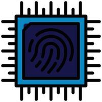 Fingerprint Outline Flat Icon, Artificial Intelligence Concept in Outline Flat design style vector