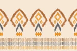 Ikat borwn cream color background ethnic pattern ikat design. vector