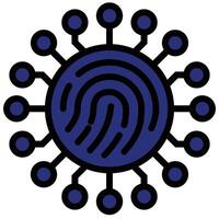 Digital Fingerprint Outline Flat Icon, Artificial Intelligence Concept in Outline Flat design style vector