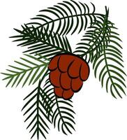 Spruce branch with pine cone composition isolated. graphic line ink illustration. Design elements for invitations, greeting cards, quotes, blogs, posters, prints vector
