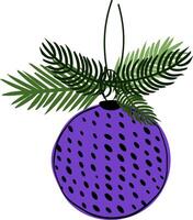 Christmas tree branch decorated with toy ball composition isolated. graphic line ink illustration. design for fashion graphics, textile prints, fabrics, wallpapers. vector