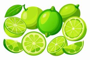 Fresh Limes Slices Collection Whole, Halved, and Wedge vector