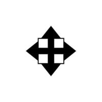 Geometric black and white design featuring a diamond shape with four square elements arranged symmetrically vector