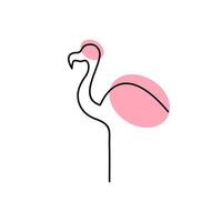 Stylized flamingo illustration with minimalist design elements in pink and black tones vector