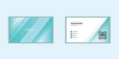 A sleek and modern corporate business card template with a clean design. Ideal for stationery branding with gradient turquoise color vector