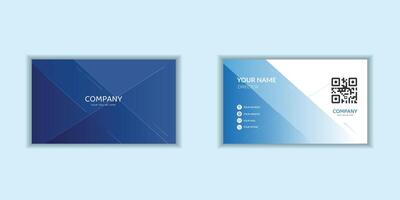 A sleek and modern corporate business card template with a clean design. Ideal for stationery branding with gradient blue color vector