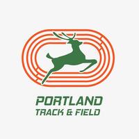 Portland Track and Field Badge with Deer Animal Perfect for Print, Apparel, etc vector