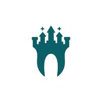 a castle logo with a crown on top vector