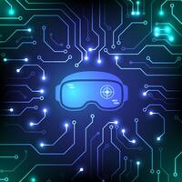 Metaverse VR futuristic circuit board background. VR game digital concept. Design for augmented reality, virtual reality, circuit, cyber system. vector