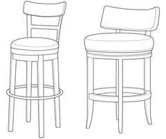a drawing of two bar stools vector