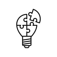 Problem solving icon with light bulb puzzle vector
