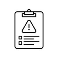 Risk assessment icon with warning sign and clipboard vector