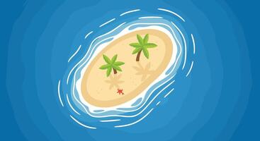 An island with palm trees and a star on top vector