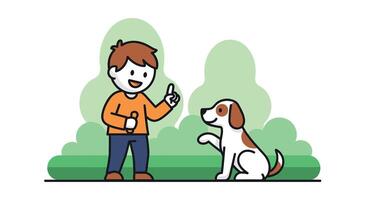 A man is talking to a dog vector