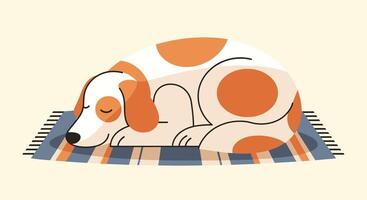 A cartoon dog sleeping on a blanket vector