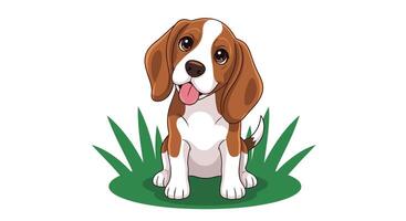 Beagle dog sitting in grass vector