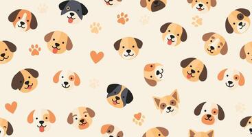 A pattern with many different dogs faces vector