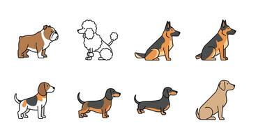 A set of dog icons in various poses vector